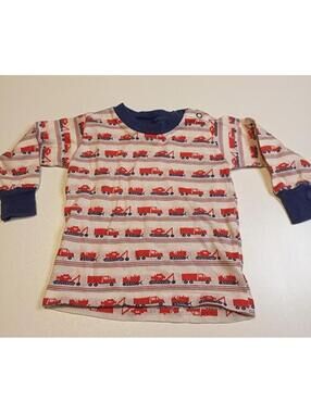 Vintage Buster Brown Children's Long Sleeve Shirt Fire Truck Pattern Size 12 M